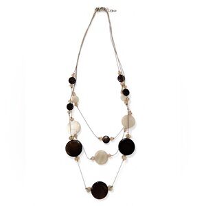 18-21” Brown Cream Multi 3 Strand Beaded Necklace Boho